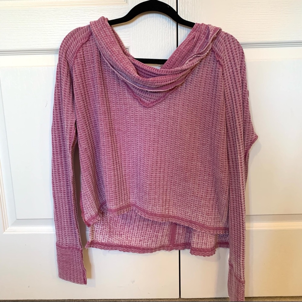 Free People Waffle Knit Hoodie size S